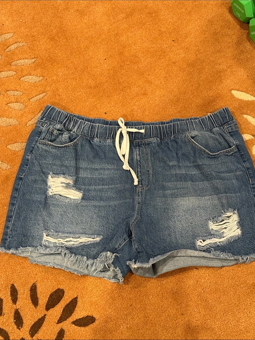 YMI Blue Distressed Denim Shorts with Drawstring 3X